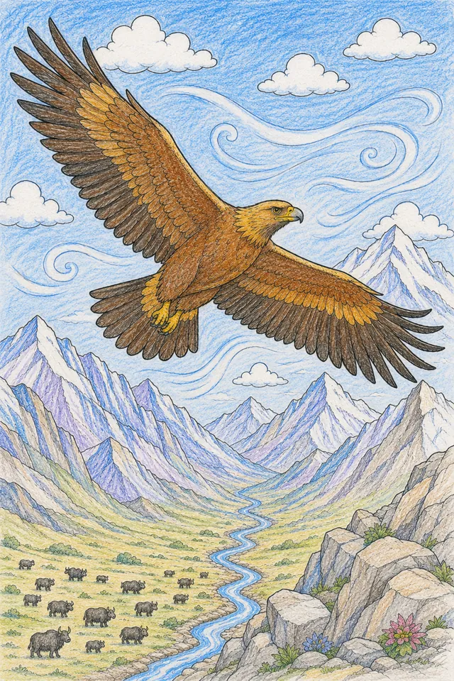 Himalaya-Adler kreist in der Thermik – So könnte es aussehen