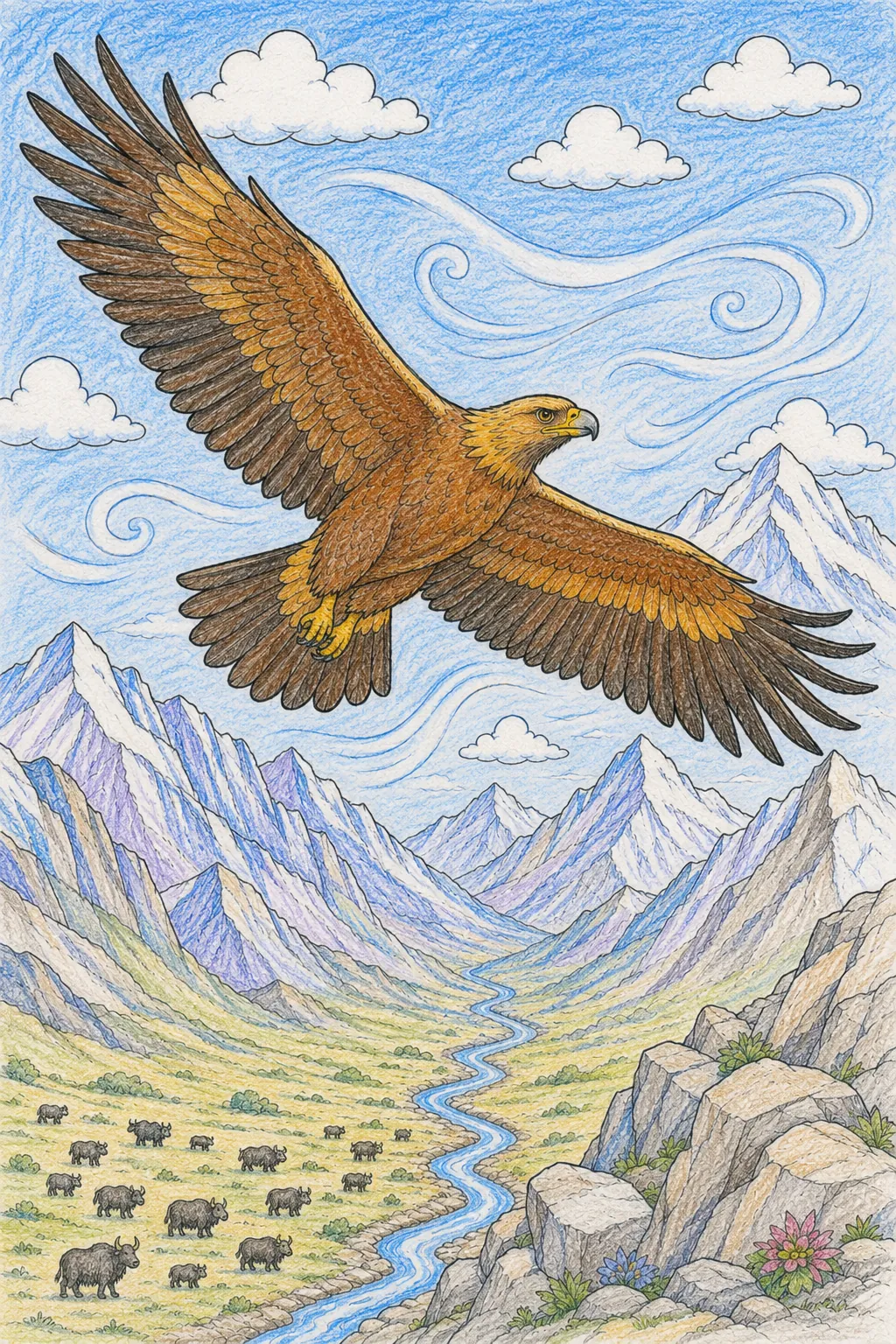Himalaya-Adler kreist in der Thermik