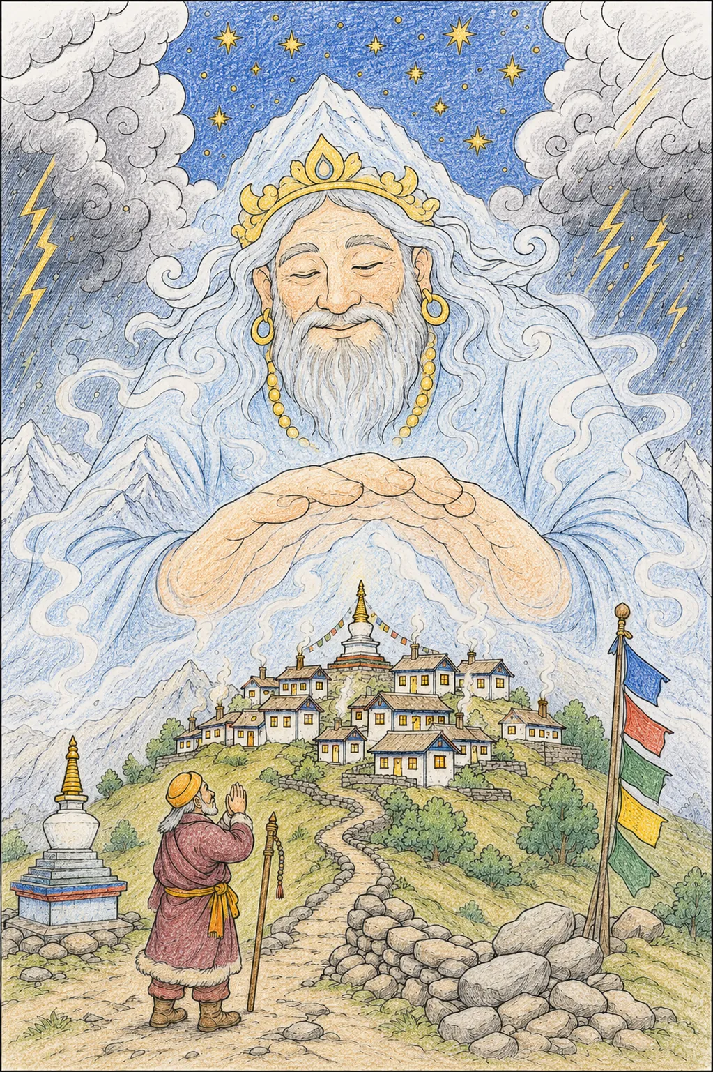 Berggeister-Legende: Schneeriese schützt Dorf