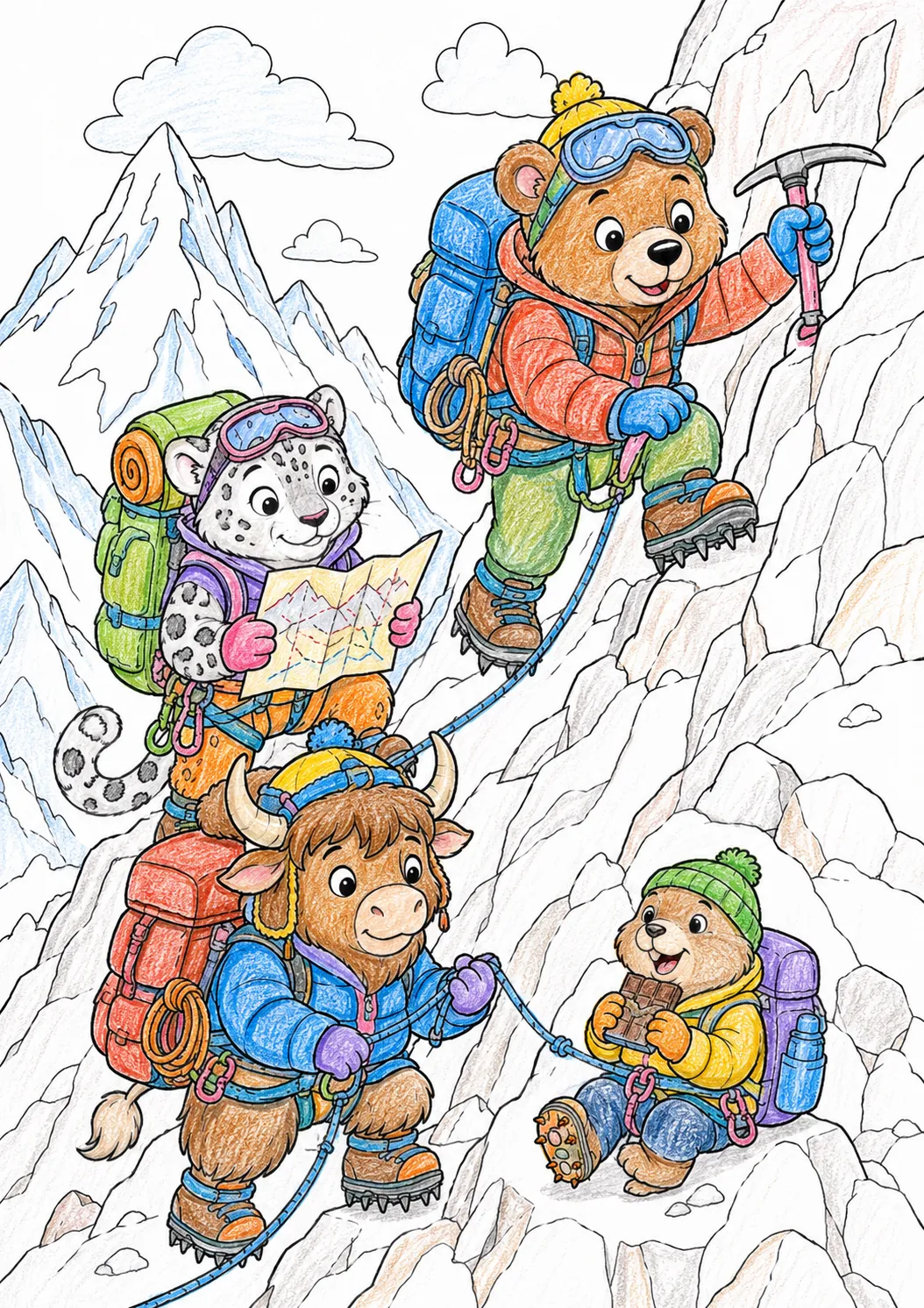 高山探险：孩子们攀登