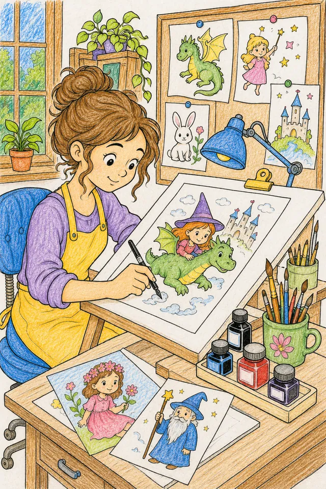 Illustratorin zeichnet Bilder für ein Kinderbuch – So könnte es aussehen