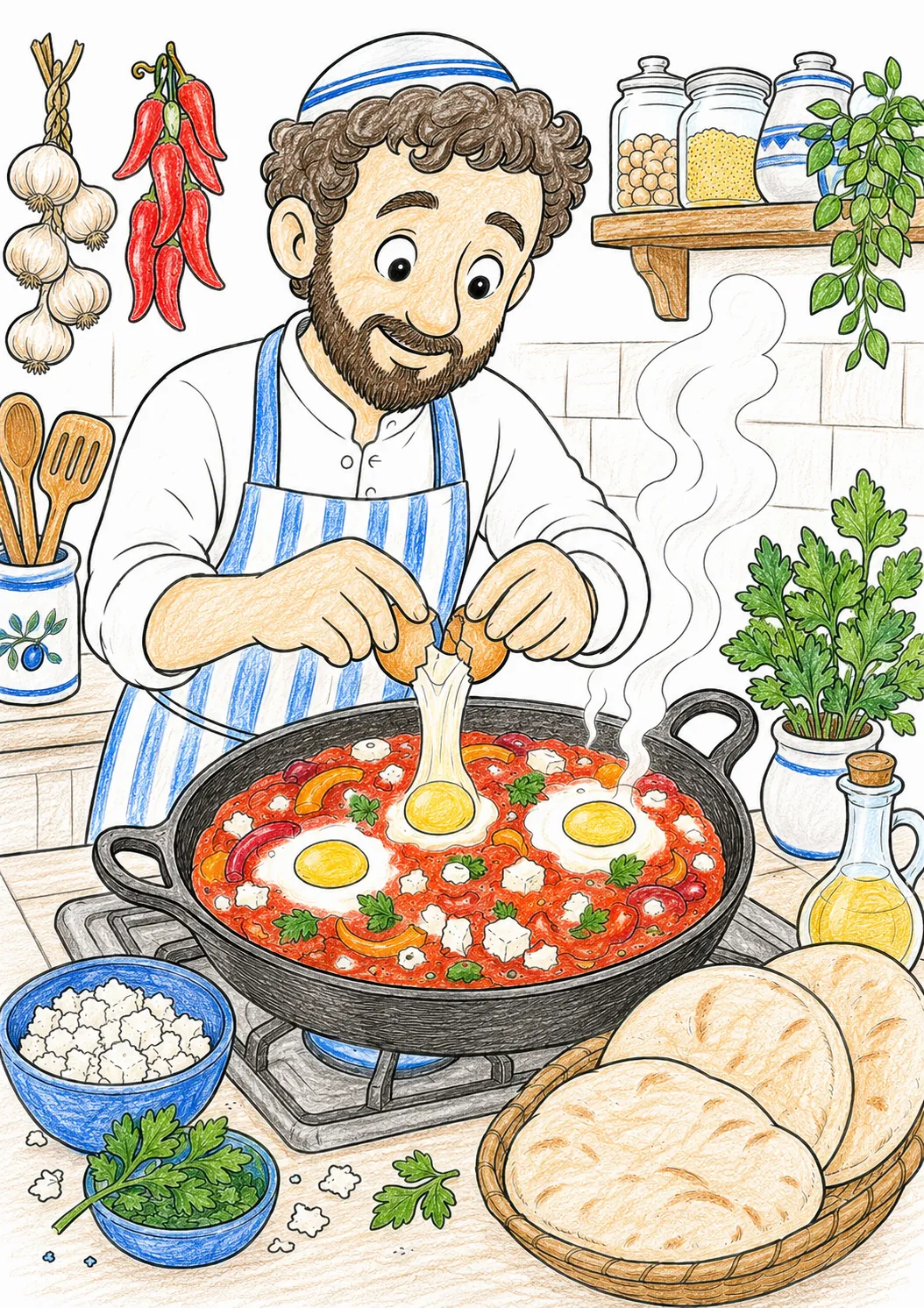 Israelischer Koch bereitet Shakshuka zu