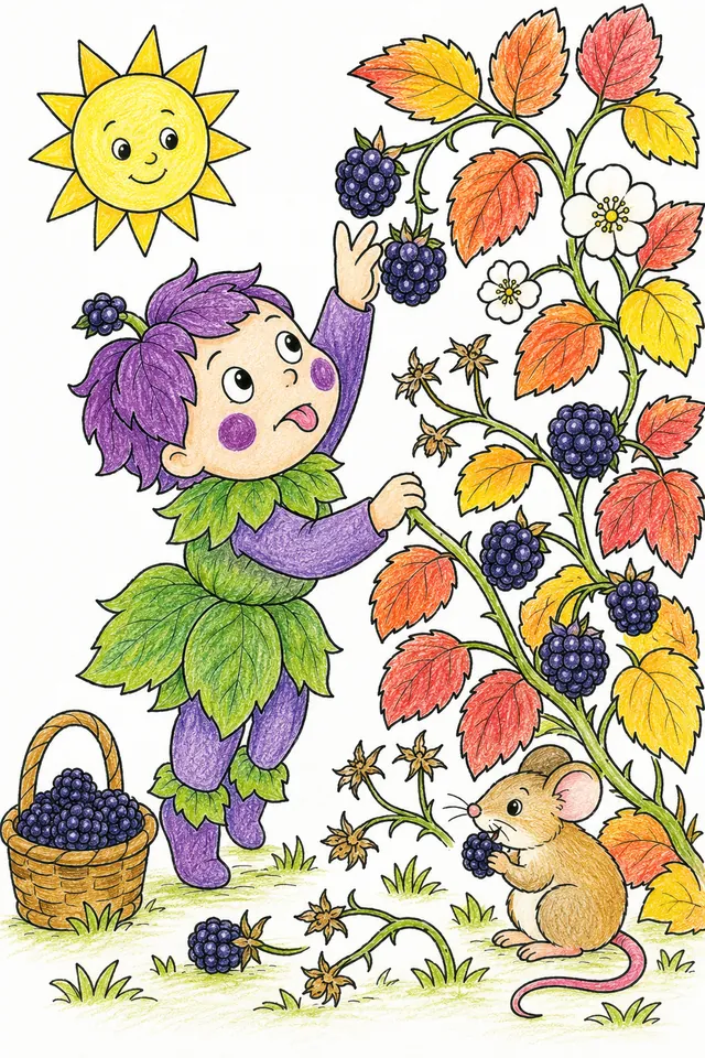 Brombeer-Kind pflückt die letzten Brombeeren – So könnte es aussehen