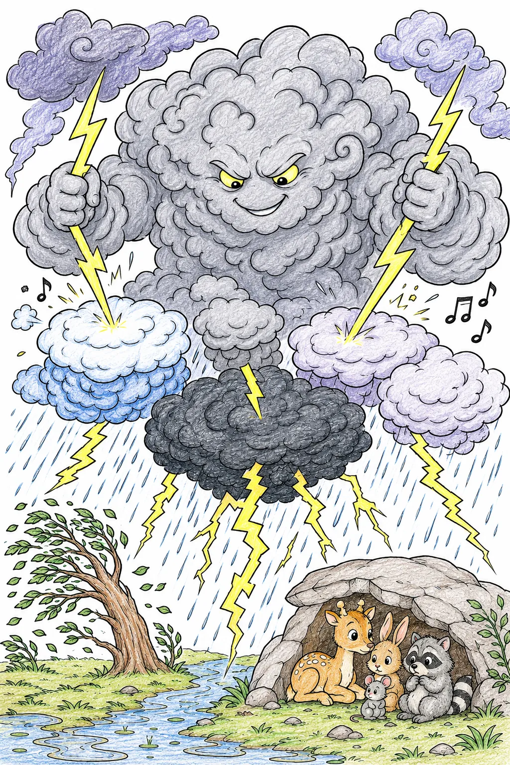 El baterista de nubes de trueno toca el ritmo de la tormenta de verano
