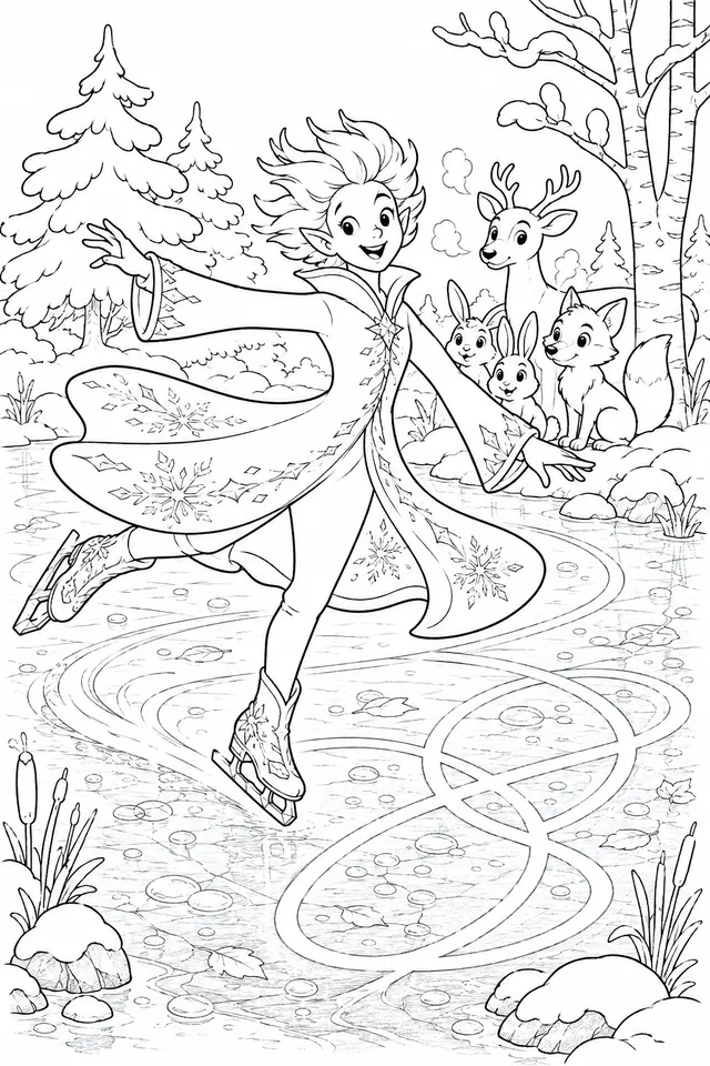 Ice Skater Spirit Gliding on the Frozen Lake