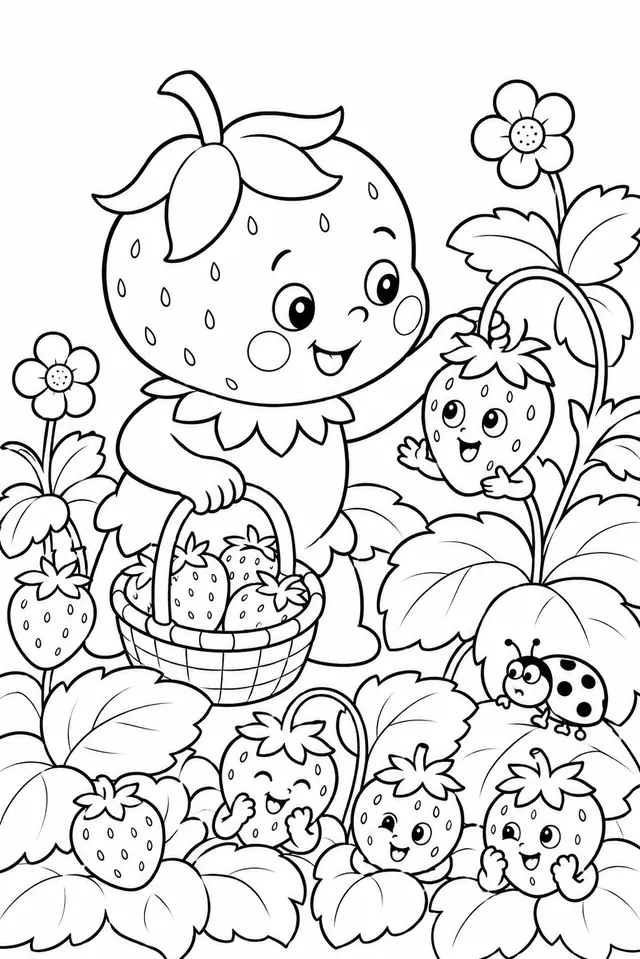 Erdbeeren-Kind erntet die letzten reifen Sommerfrüchte