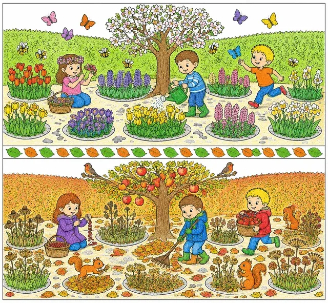 Der Garten im Frühling und Herbst – So könnte es aussehen