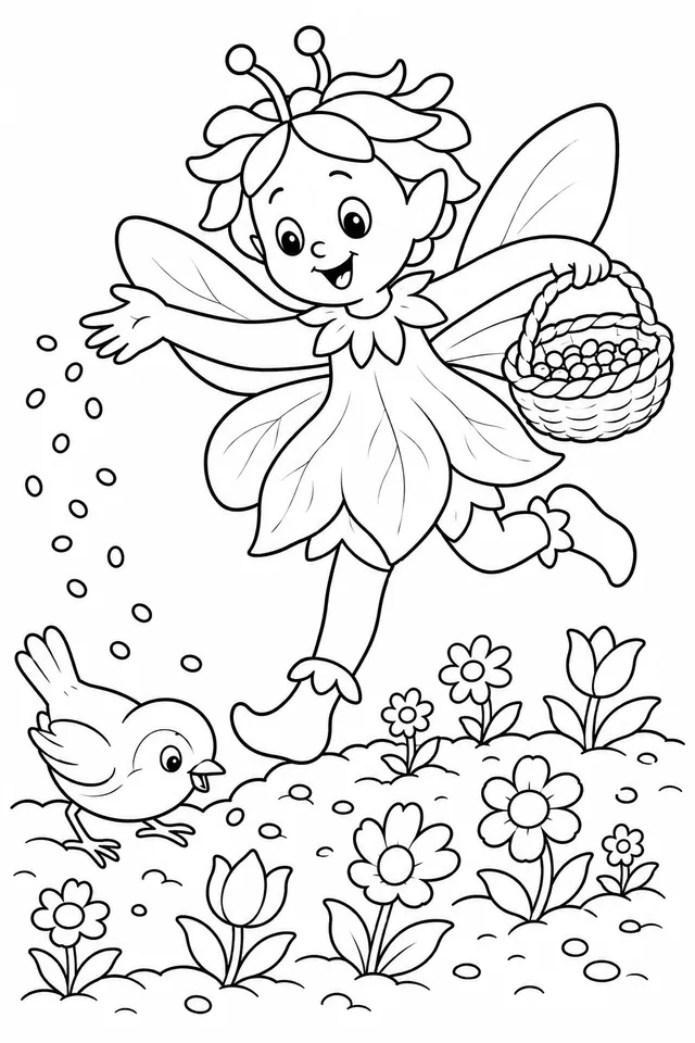 春之精灵播撒五彩花朵