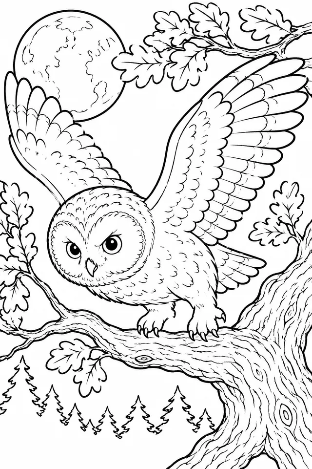 Autumn Tawny Owl Spirit Beginning Its First Moonlit Night Hunt of the Season