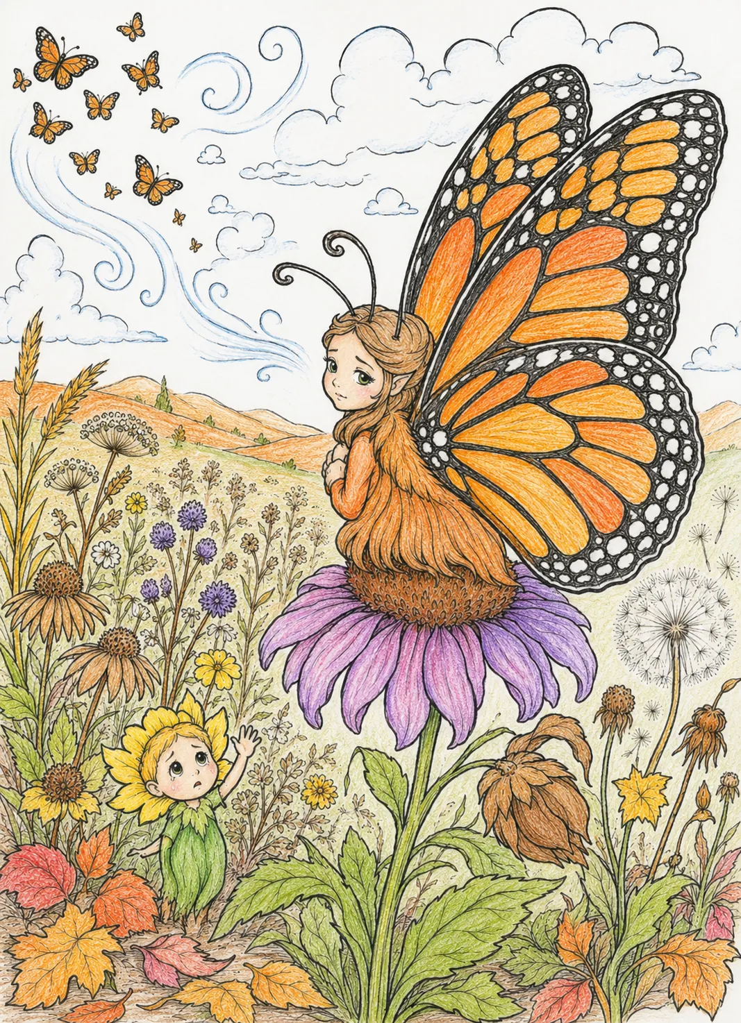 Butterfly Spirit Saying a Moving Farewell to Its Autumn Meadow Before Flying South
