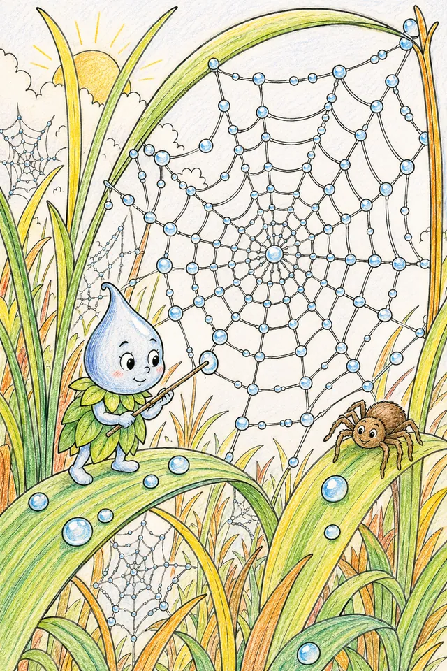 Herbst-Tau-Geist verziert jeden Morgen die Spinnweben mit winzigen Tautropfen – So könnte es aussehen
