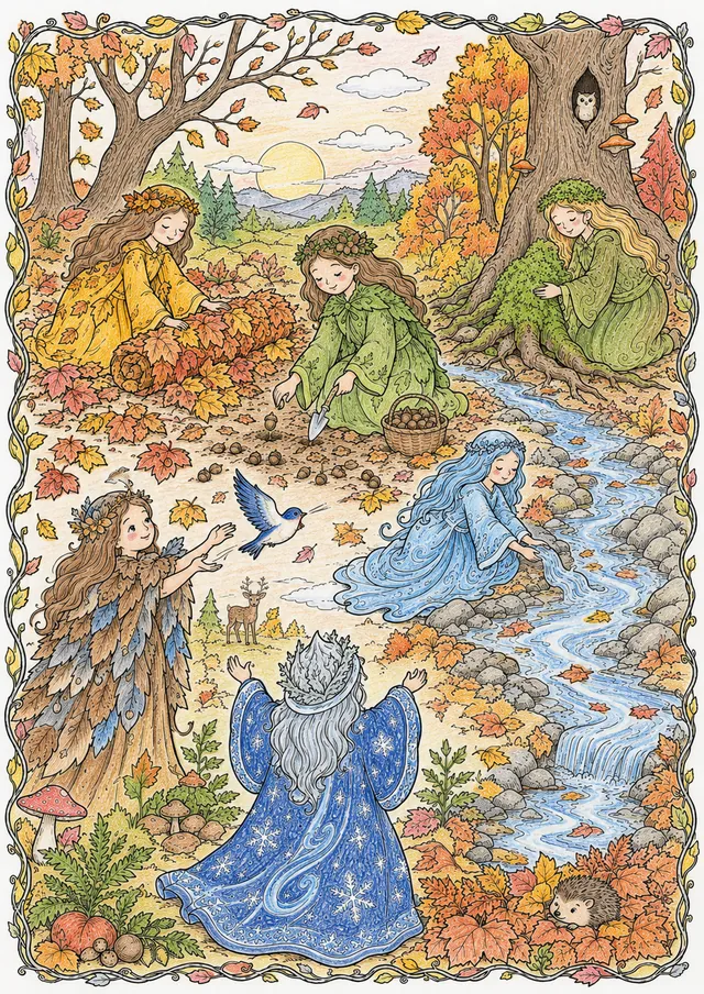 Autumn Spirits Preparing the Forest Together for Its Winter Sleep – This is how it could look