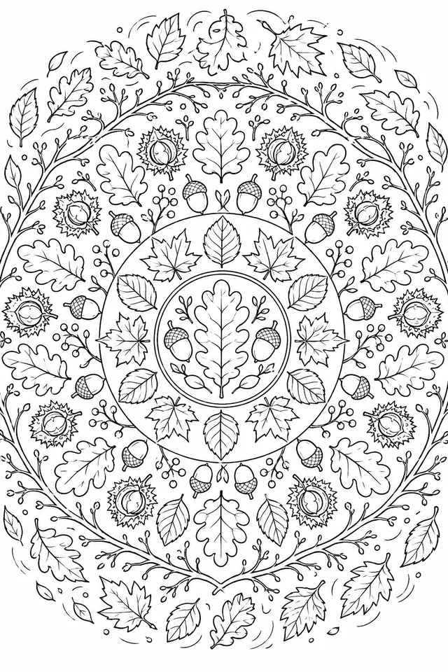 Herbstblatt-Mandala: Eiche, Ahorn und Buche