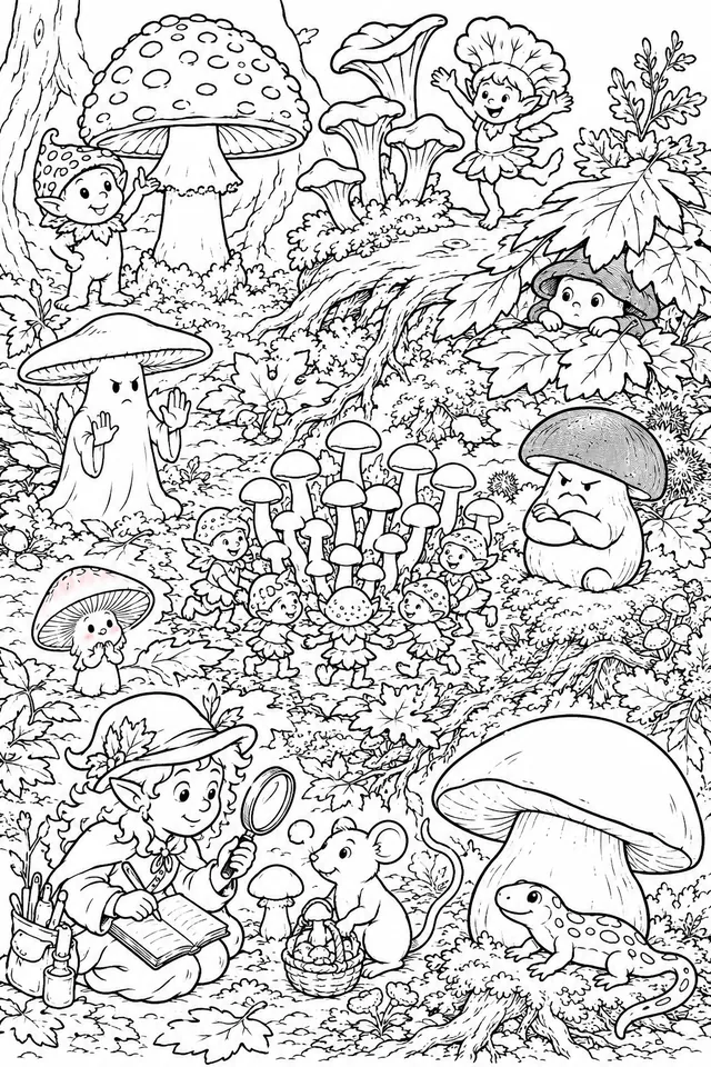 Autumn Forest Mushroom Seek-and-Find: All Mushroom Types and Their Spirits in the Great Autumn Forest