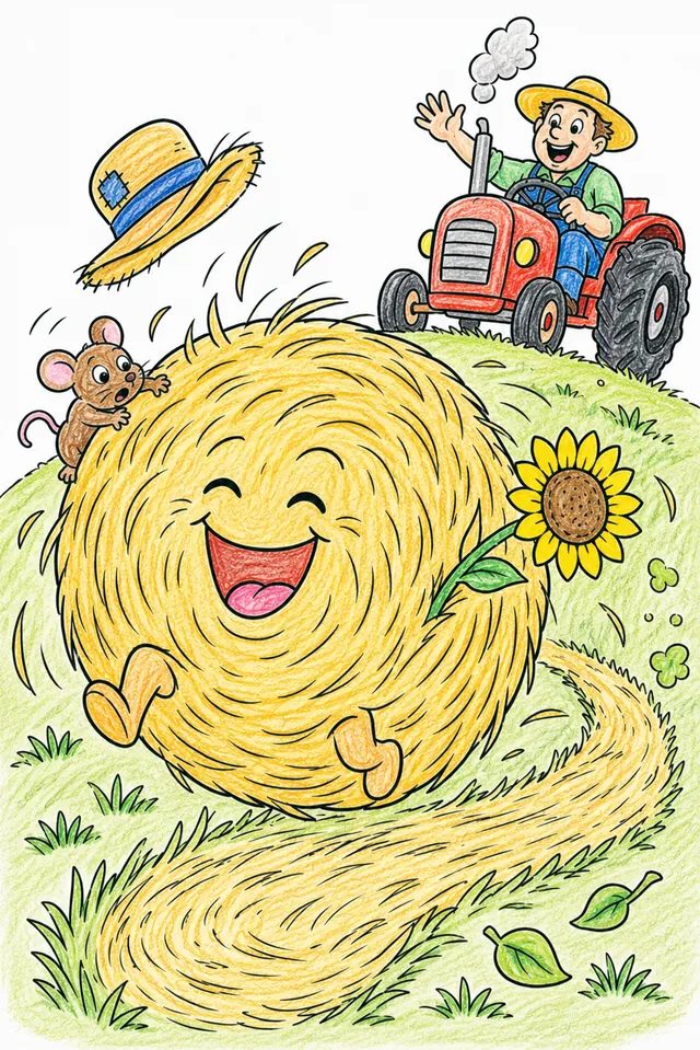 Hay Bale Spirit Rolling Laughing Across the Summer Field – This is how it could look