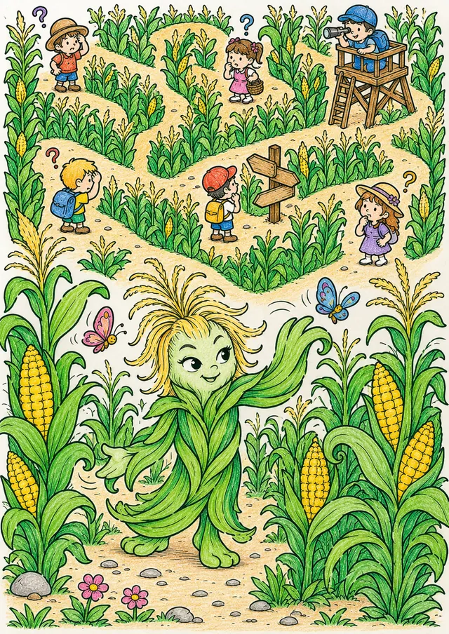 Kornfeld-Labyrinth-Geist navigiert durch das Sommer-Maisfeld – So könnte es aussehen