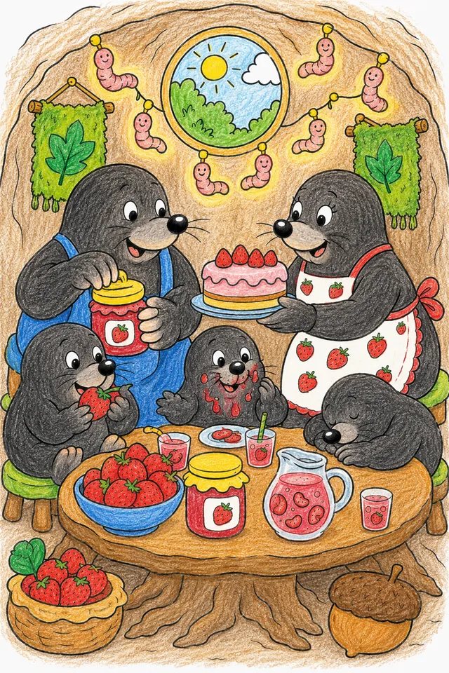 Mole Family Celebrating the Great Strawberry Festival Deep Underground – This is how it could look