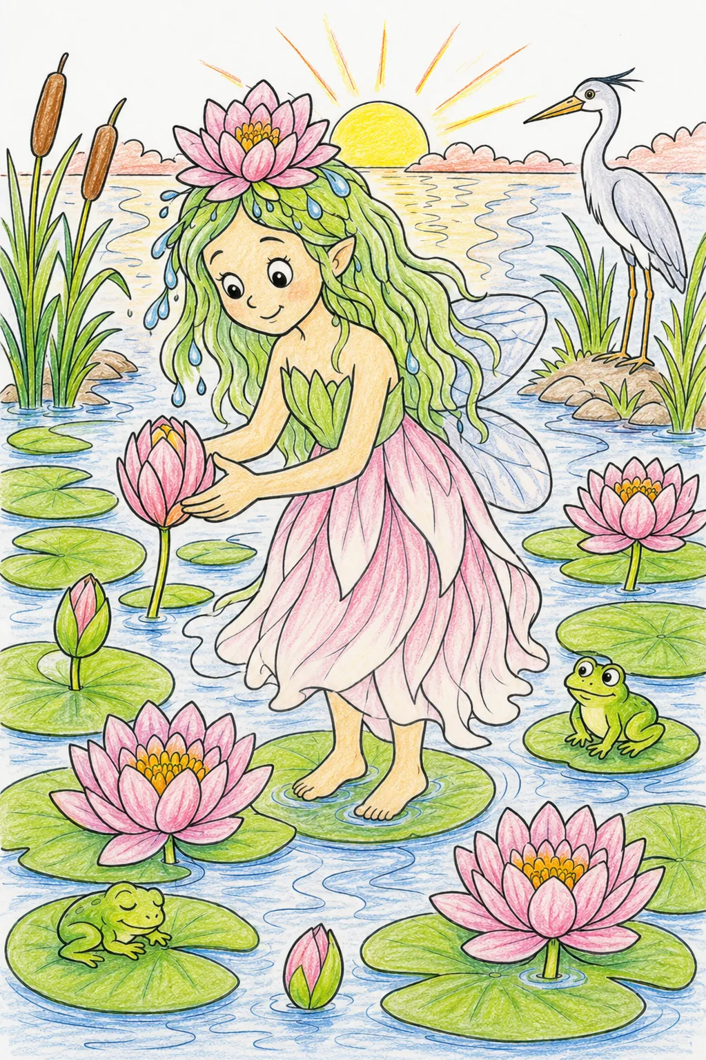 Water Lily Fairy Opening Flowers at Dawn