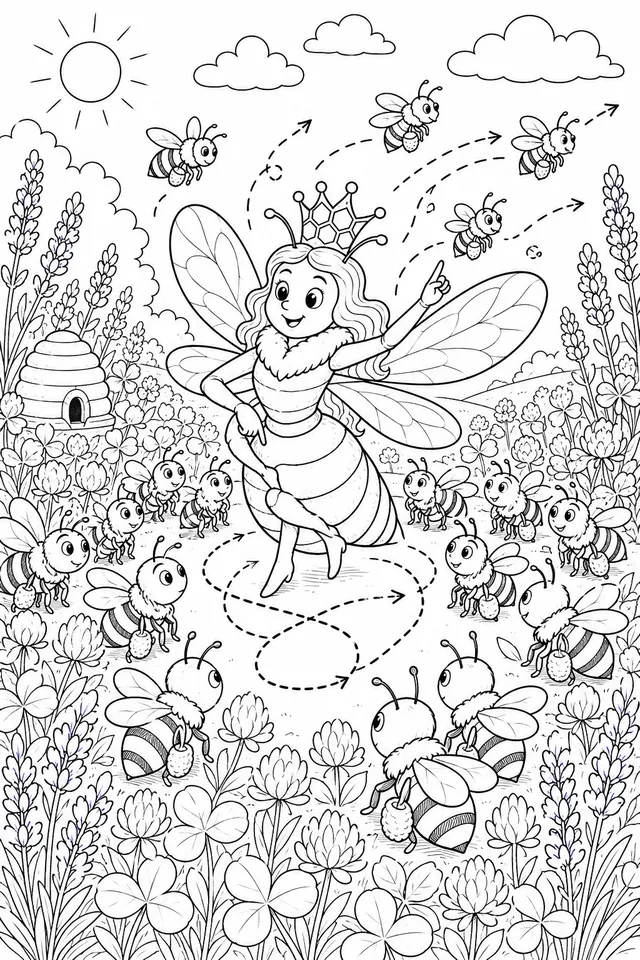 Bienenkönigin-Geist führt den Bienenstock-Tanz