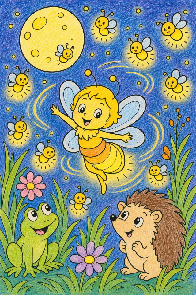 萤火虫精灵在夏夜中起舞 – 涂色效果预览