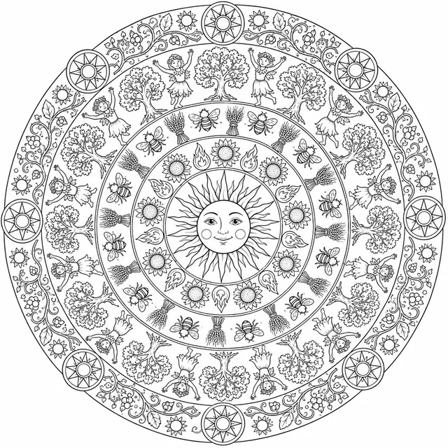 Sommersonnenwende-Feuer-Mandala