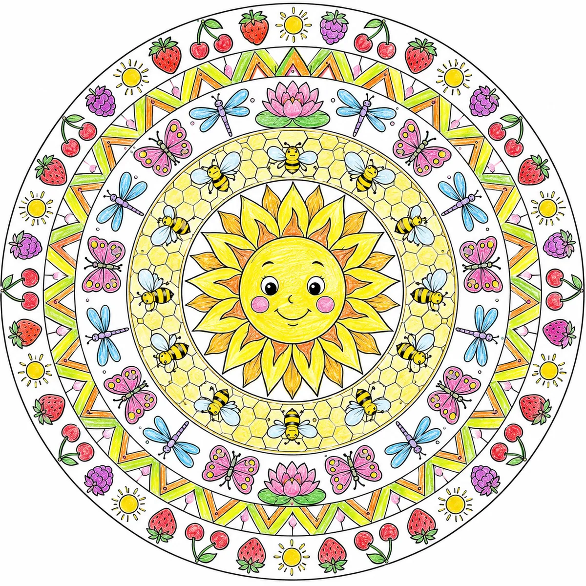 Sonnen-Mandala: Kreisornament der Sommersonne