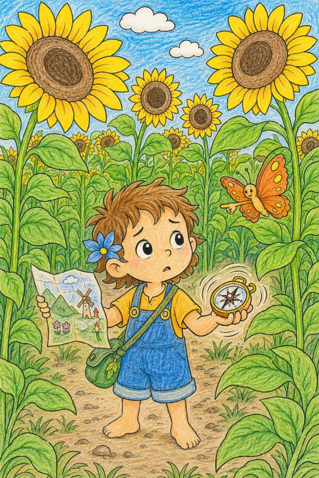 向日葵迷宫孩子在巨大的田野中寻找出口