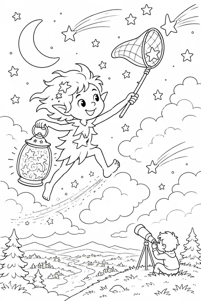 流星捕捉者在夏天夜晚伸手摘星