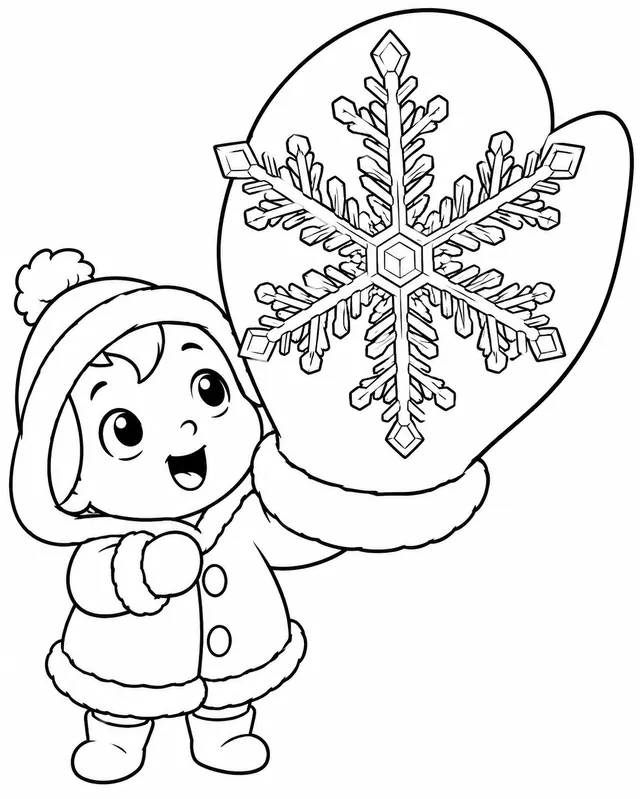 Schneekristall-Kind zeigt stolz die mikroskopisch perfekte Schneeflocke die noch niemand gesehen hat