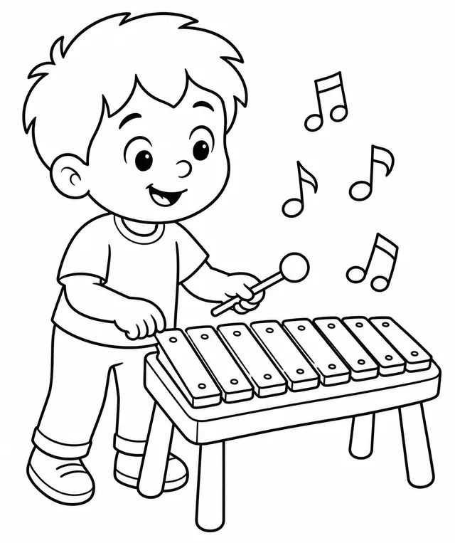 Kind spielt Glockenspiel