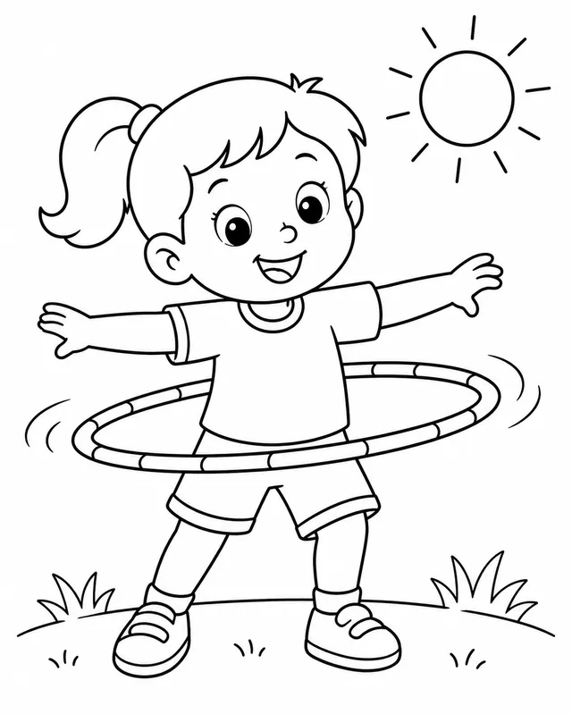 Kind tanzt mit Hula-Hoop-Reifen