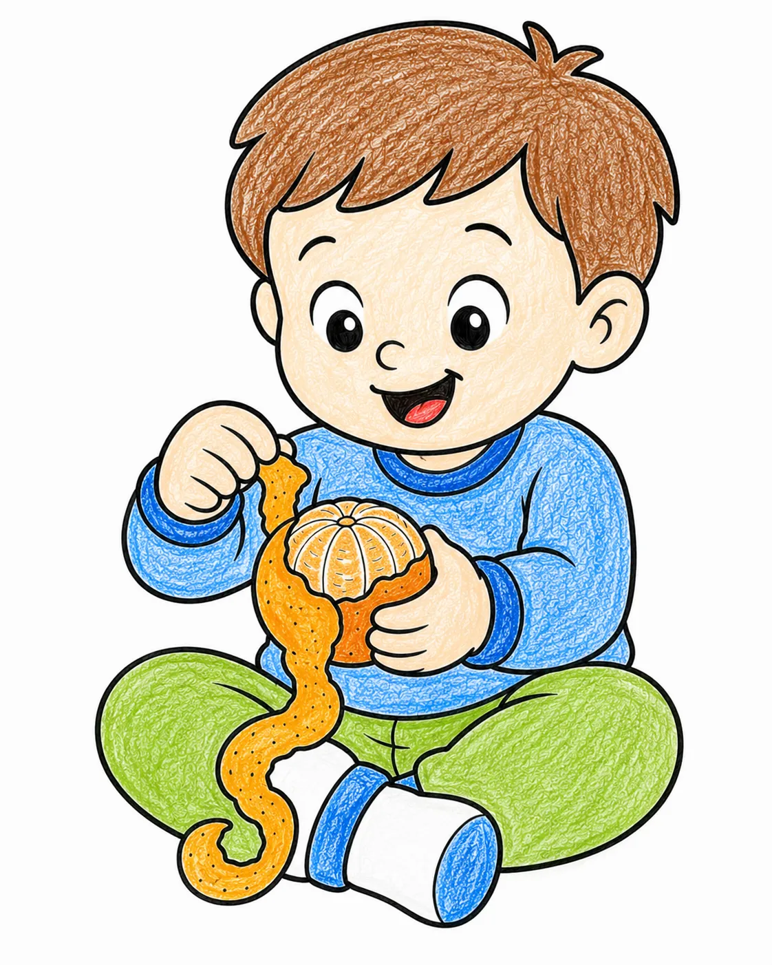 孩子剥橘子