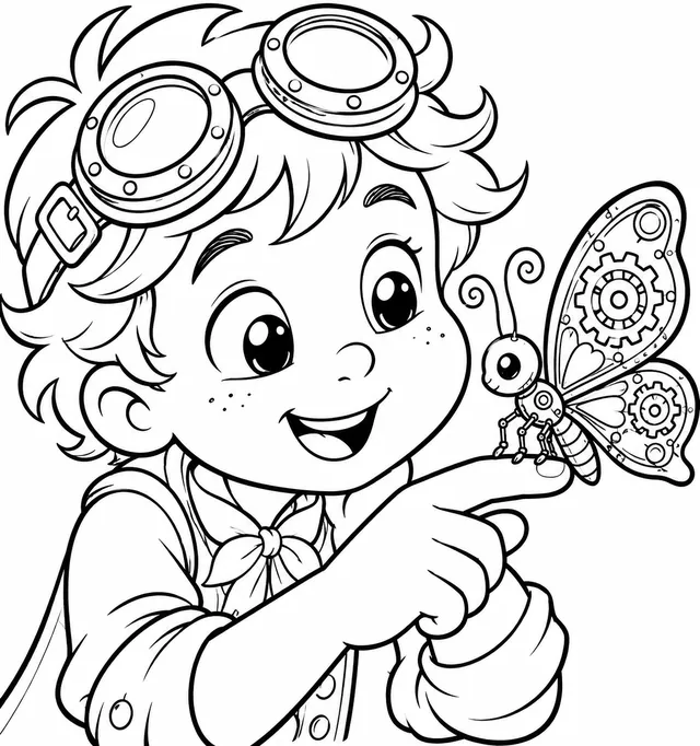 Kind mit mechanischem Schmetterling