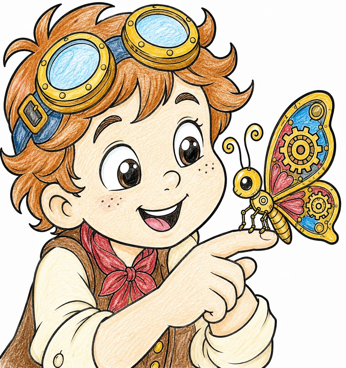 Kind mit mechanischem Schmetterling