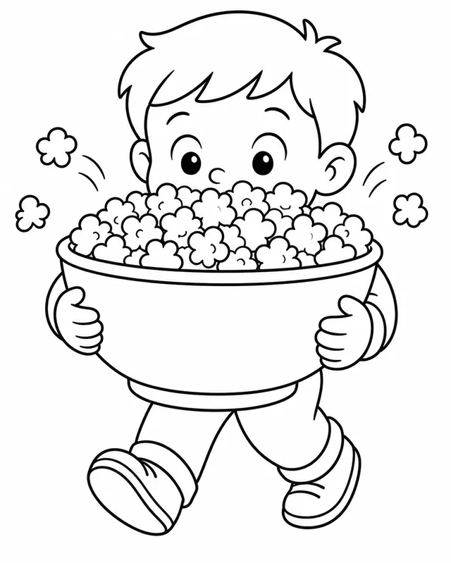 Kind trägt Schüssel mit Popcorn