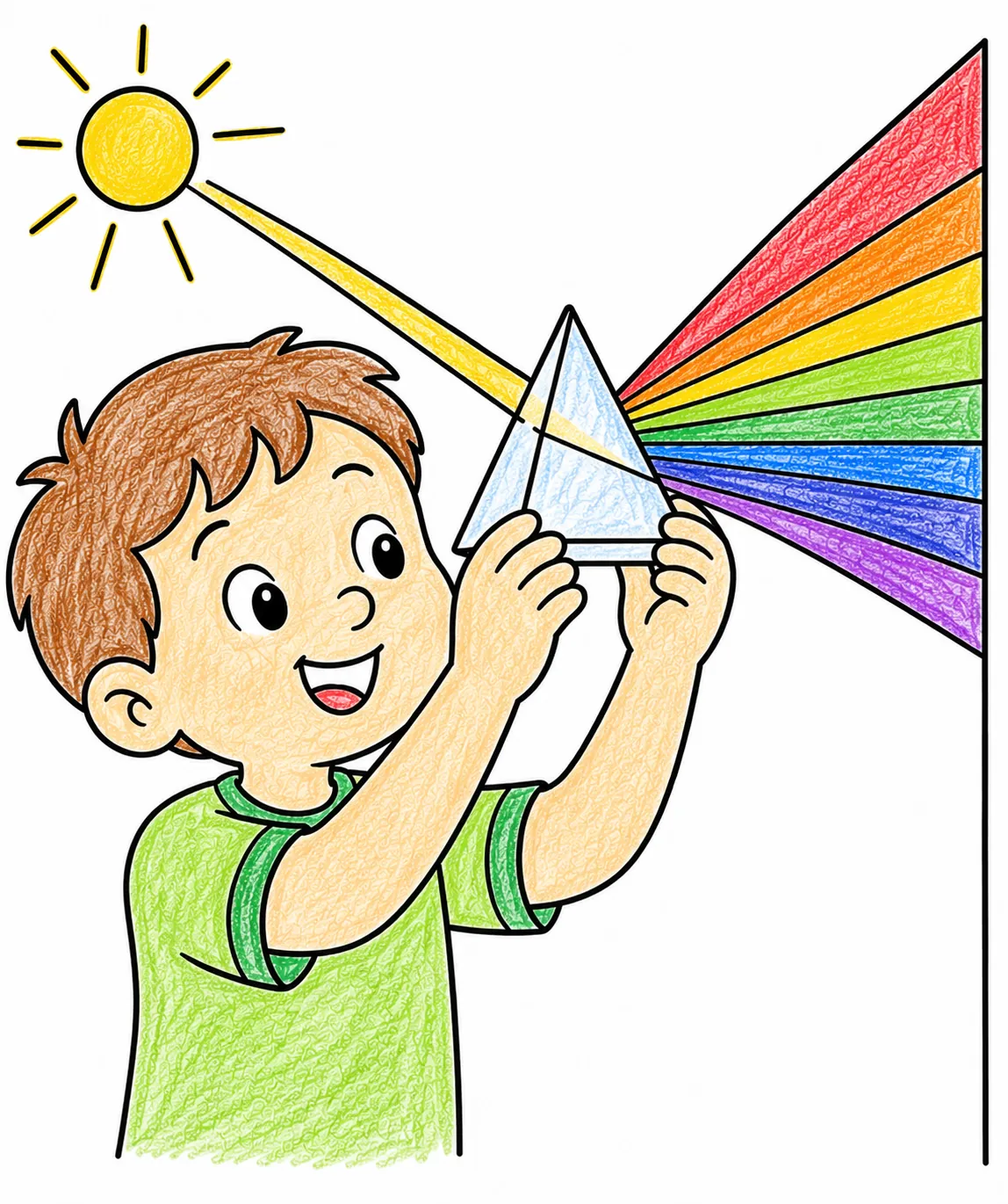 Child Holding a Prism and Creating a Rainbow