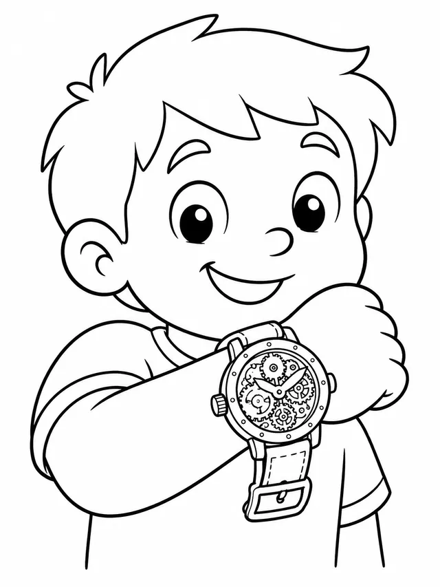 Kind zeigt seine Steampunk-Armbanduhr
