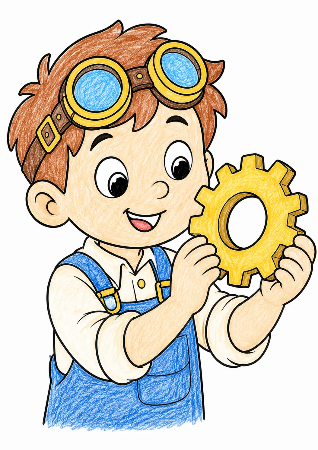 Kind mit Steampunk-Schutzbrille und Zahnrad