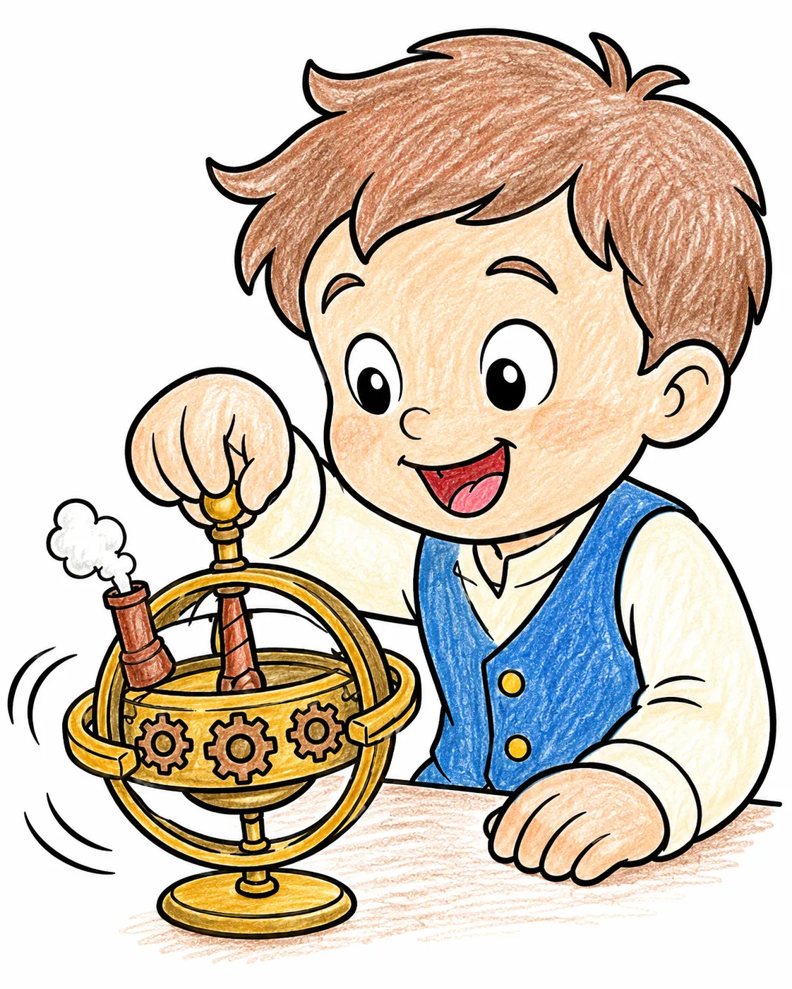 Kind mit Steampunk-Spielzeugkreisel