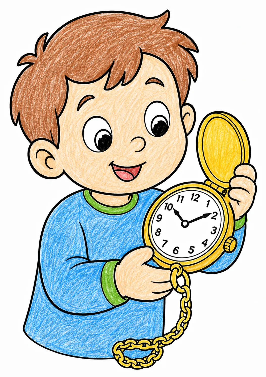 Kind hält glänzende Taschenuhr