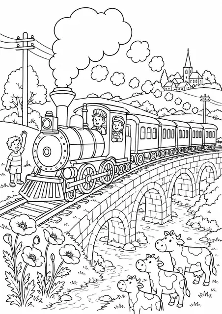 Der Dampfzug durch die Landschaft