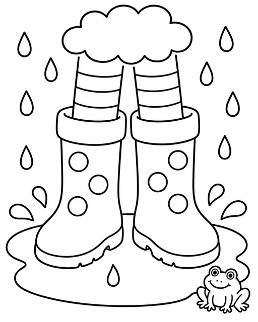 Die Gummistiefel in der Pfütze
