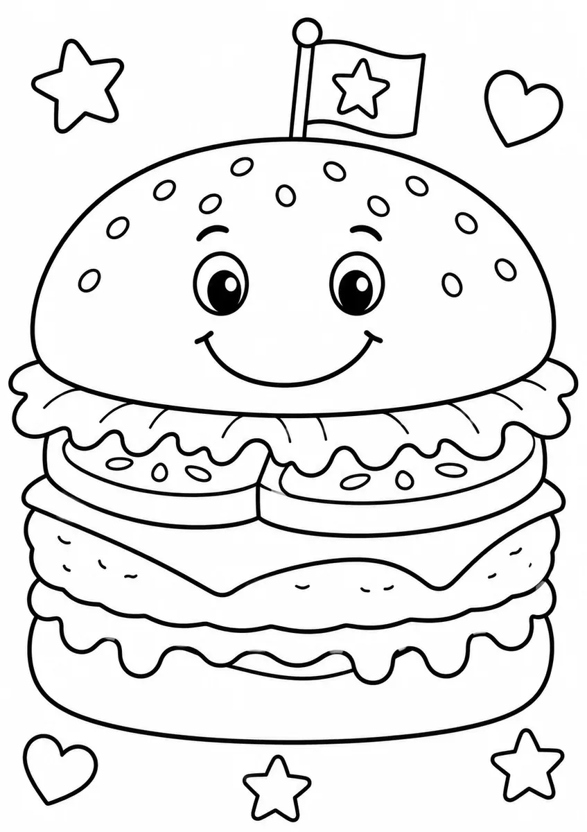 Großer Hamburger mit bunten Schichten aus Käse, Tomate und Salat