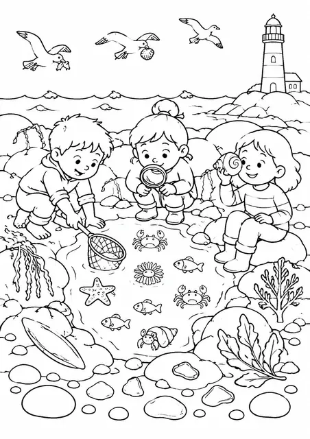 Kinder am Felsenstrand