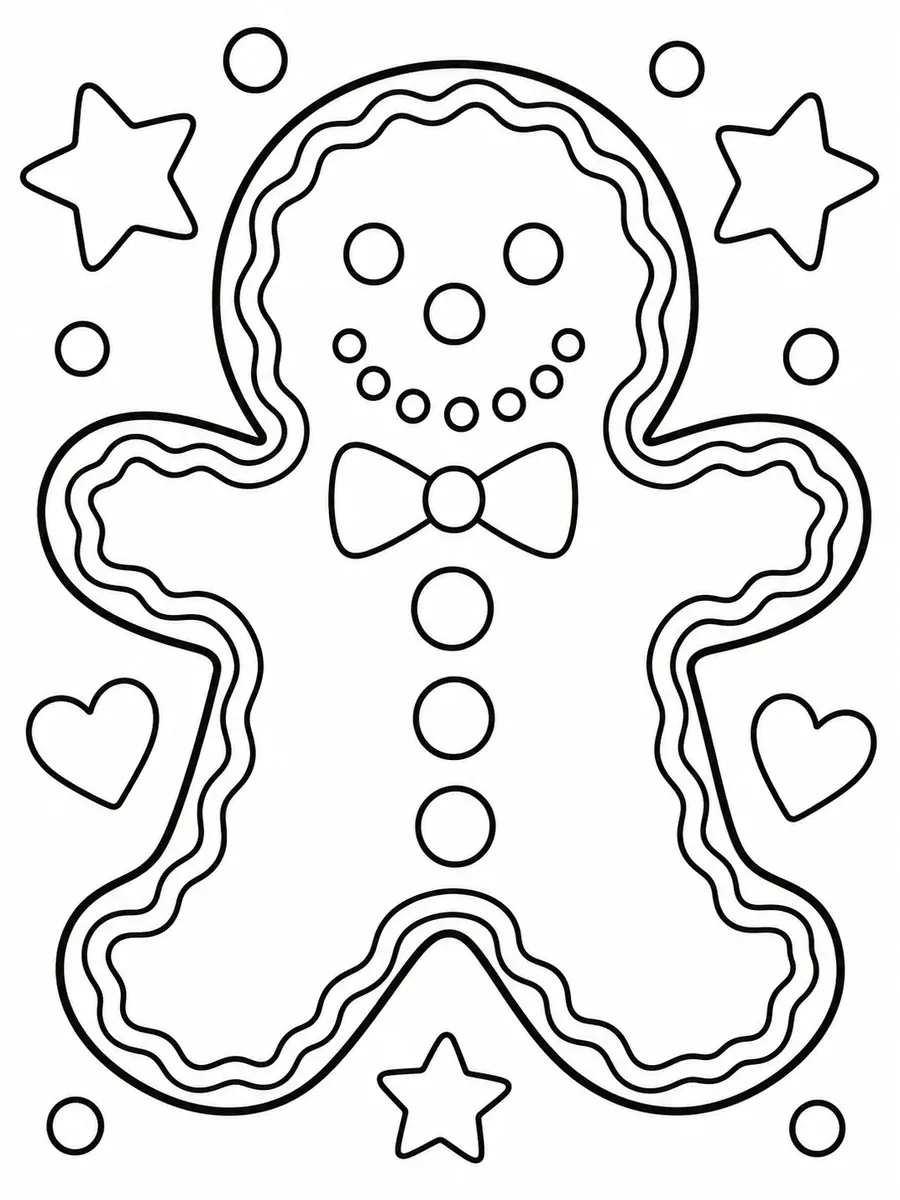 Large gingerbread man with button-eyes and icing border