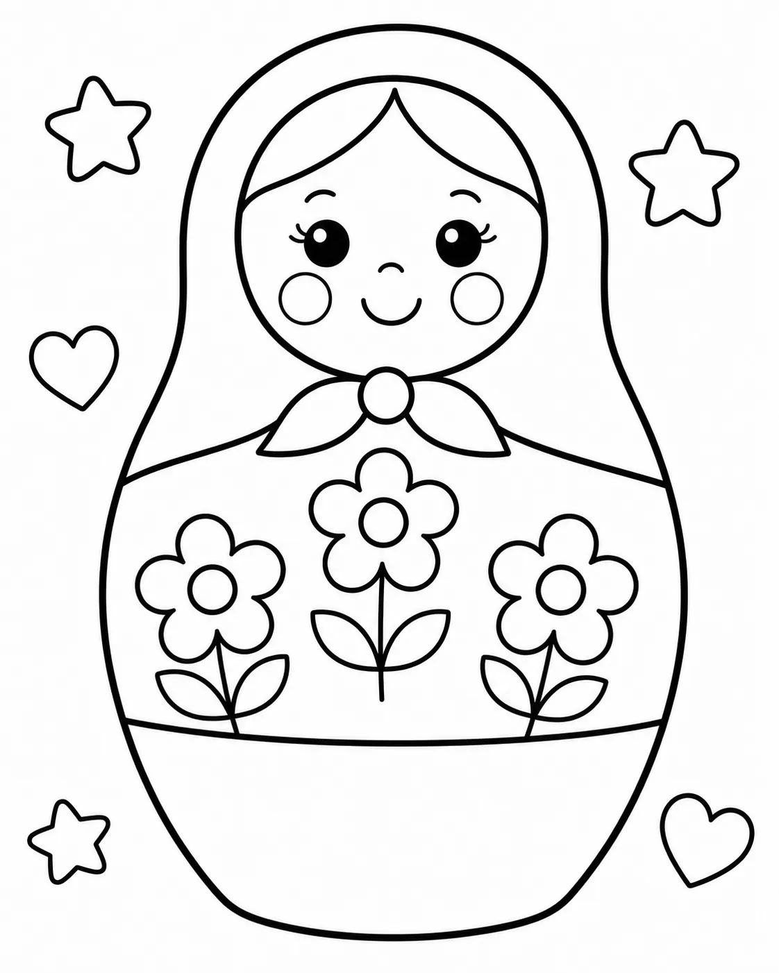 Bunte Matroschka-Puppe mit drei Farbzonen und Blumenmuster auf dem Körper