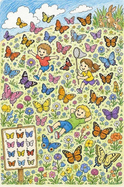Die Kinder auf der Schmetterlingswiese – So könnte es aussehen