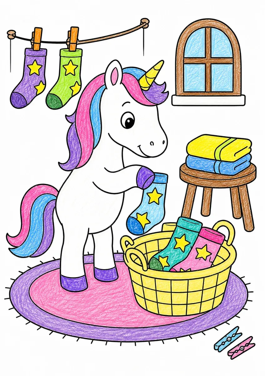 Einhorn sortiert Sockensterne
