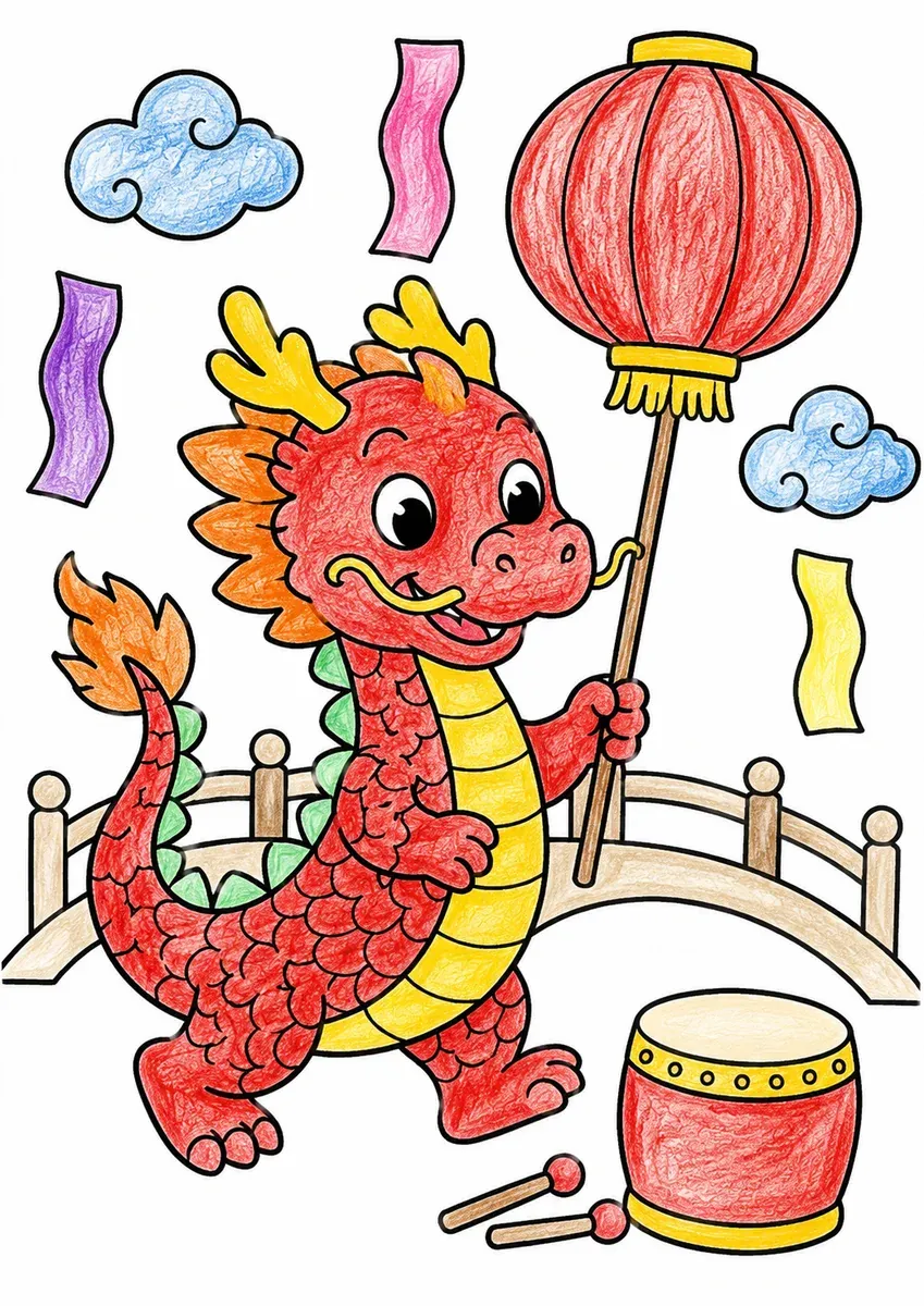 Glücksdrache mit Papierlaterne