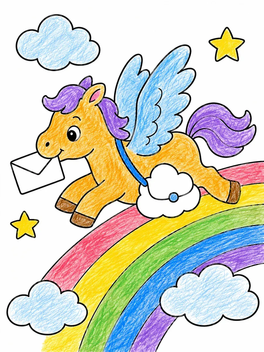 Pegasus trägt Wolkenpost